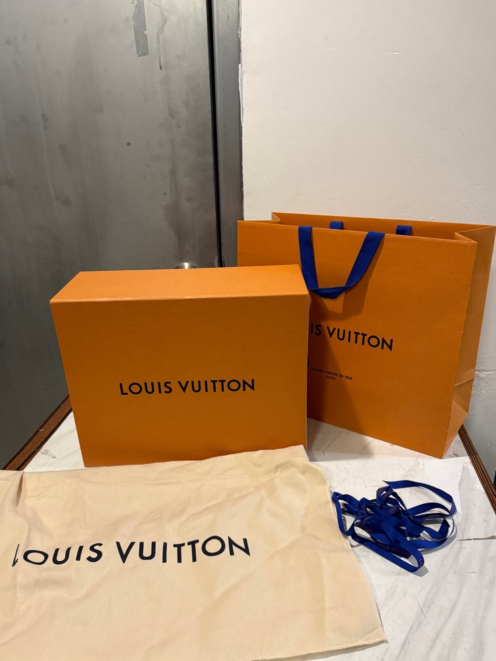 Louis Vuitton Shopping Bag, Dust Bag & Box (all for $75)